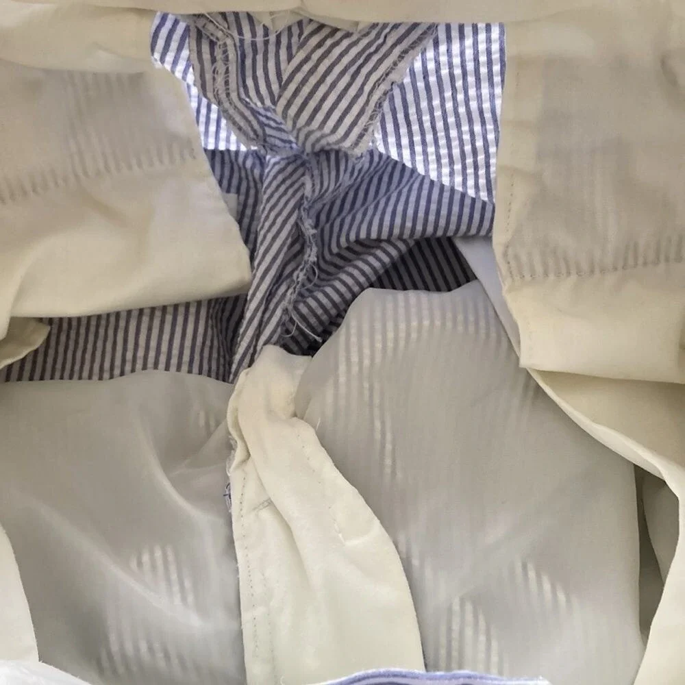 Joseph & Feiss Mens Seersucker Pleated Pants Blue White Stripe‎ Cotton 36 Waist